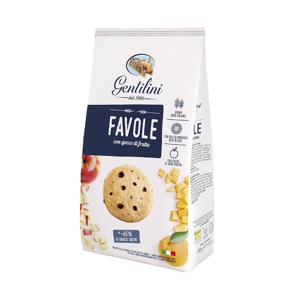 GENTILINI BISCOTTI SHORTBREAD FAVOLE WITH DROPS OF FRUITS 330 GR (8 in a box)