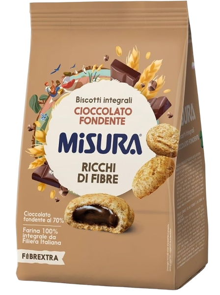MISURA FIBRE EXTRA BISCOTTI FILLED DARK CHOCOLATE 260 GR (8 in a box)