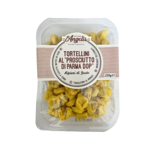 DE ANGELIS STUFFED PASTA TORTELLINI PROSCIUTTO DI PARMA D.O.P. 250 GR (8 in a box)