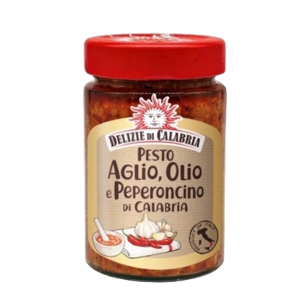 DELIZIE CALABRIA PESTO AGLIO OLIO E PEPERONCINO 190 GR (12 in a box)