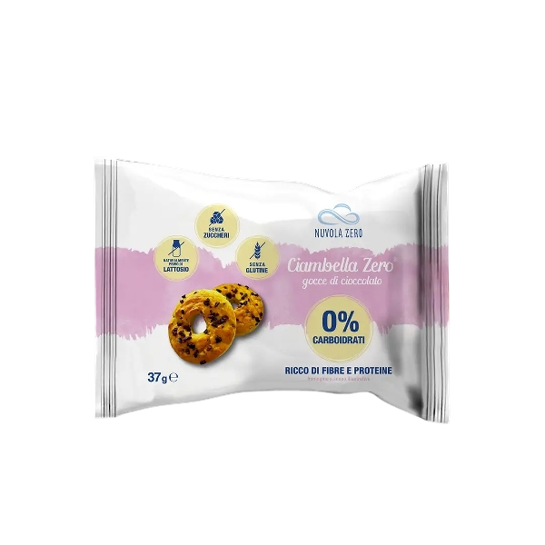 NUVOLA ZERO CIAMBELLA CHOCOLATE DROPS 0% CARBS GLUTEN FREE 37 GR (10 in a box)