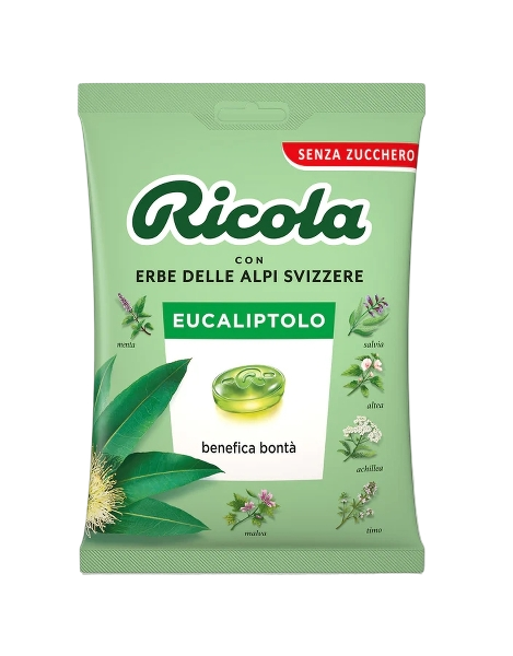 RICOLA CANDY SUGAR FREE EUCALYPTOL BAG 70 GR (12 in a box)