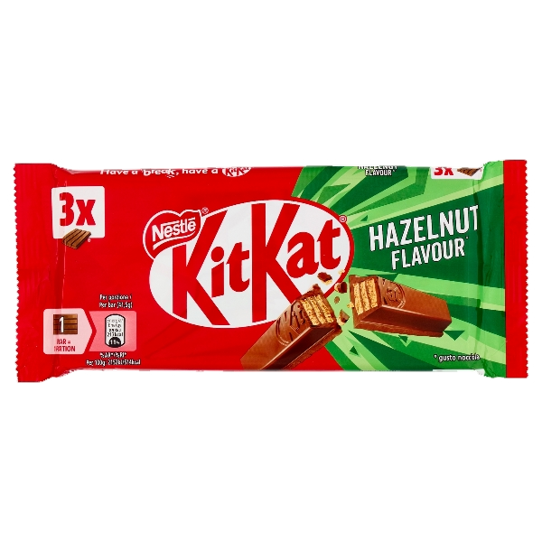 KIT KAT SNACK HAZELNUT X3 124 GR (24 in a box)
