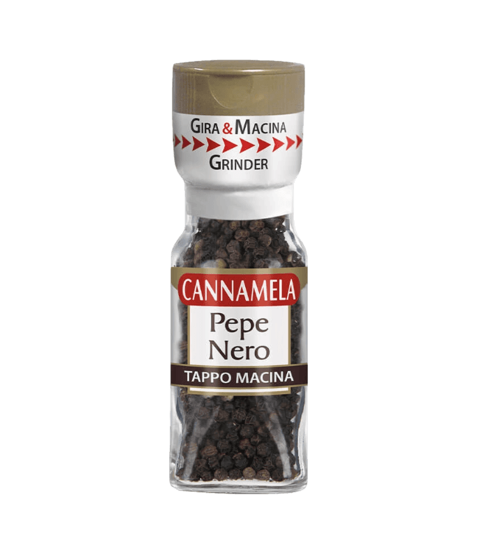 CANNAMELA SPICES BLACK PEPPER IN GRAINS WITH GRINDING CAP 28 GR (6 in a box)