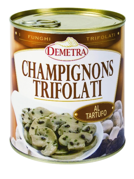 DEMETRA CHAMPIGNON MUSHROOMS WITH TRUFFLE TIN 800 GR (6 in a box)