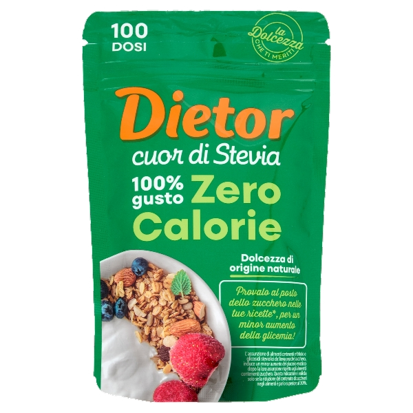 DIETOR SWEETNER POWDER CUOR DI STEVIA 100% GUSTO ZERO CALORIE 150 GR (12 in a box)
