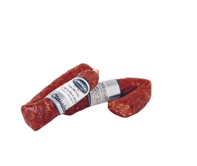 SIMONINI SALAME PICCANTE SALSICCIA CURVA £13.49 AL KG (APPROX. 400 GR) PROMO £12.23
