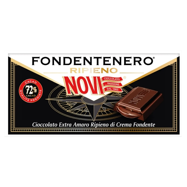 NOVI CHOCOLATE BAR FILLED FONDENTENERO DARK COCOA 72% 105 GR (22 in a box)