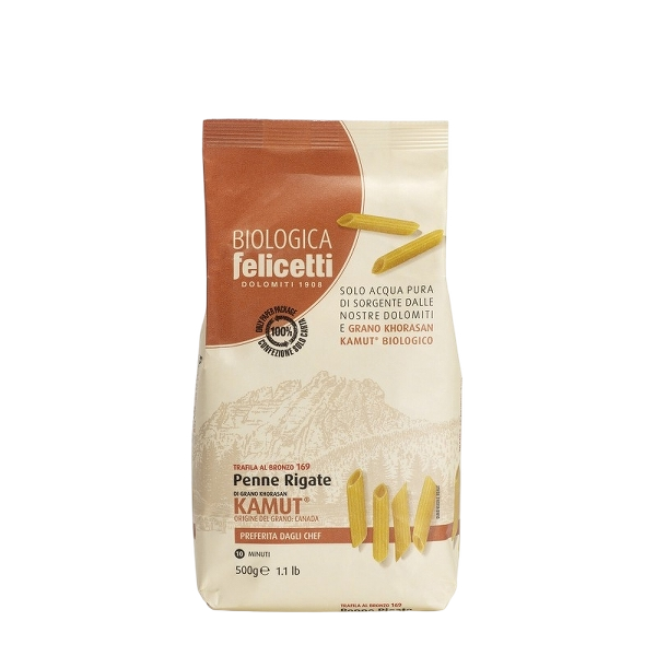 FELICETTI ORGANIC PASTA DI SEMOLA KAMUT PENNE RIGATE 500 GR (12 in a box)
