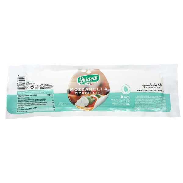 GHIDETTI CHEESE MOZZARELLA FIORDILATTE FILONE VACUUM £9.29 AL KG (1 in a box) PROMO £7.50