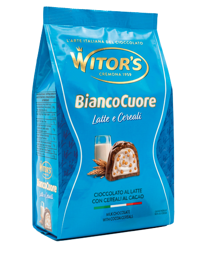 WITOR'S PRALINES BIANCOCUORE MILK CHOCOLATE CEREALS 200 GR (12 in a box)