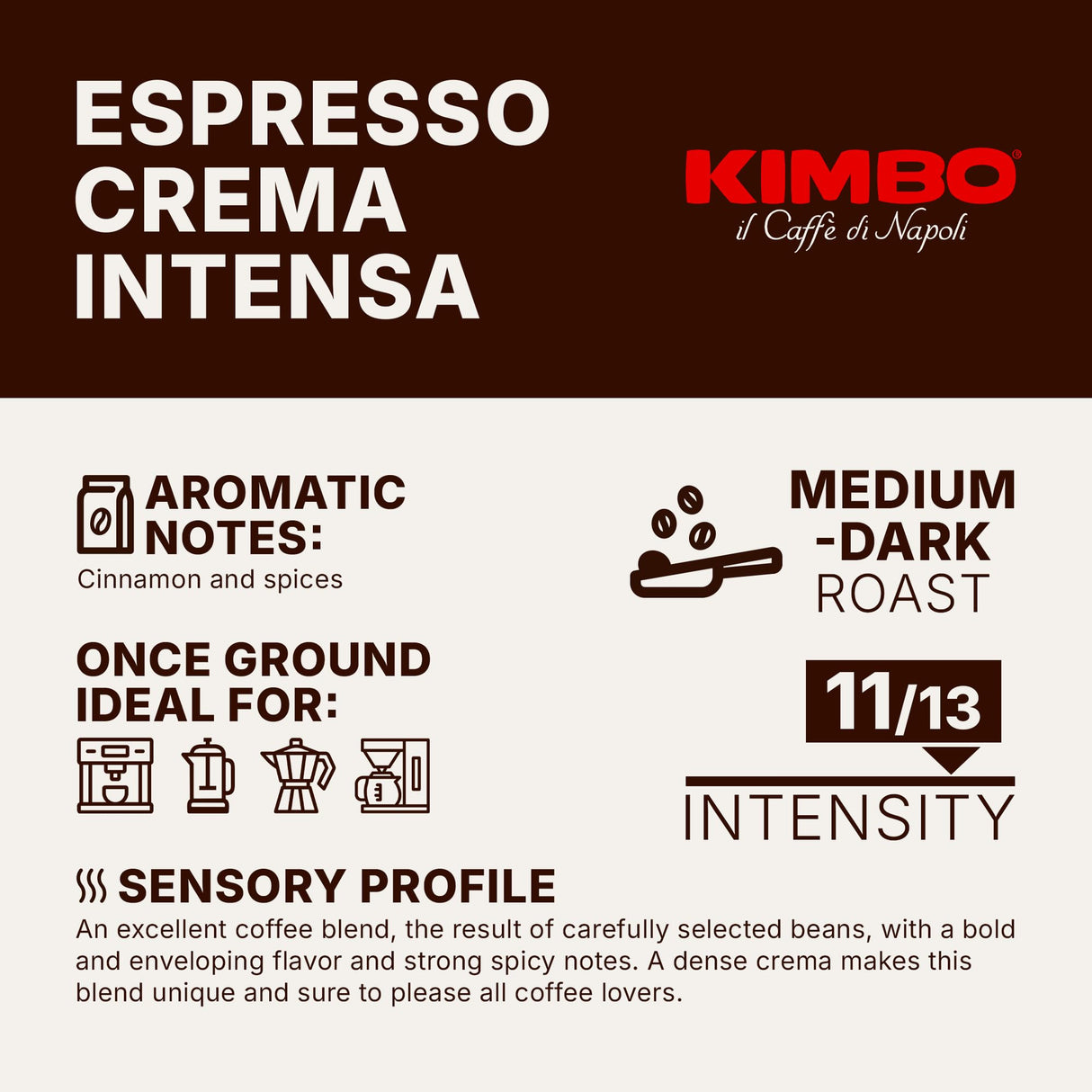 KIMBO COFFEE BEANS ESPRESSO CREMA INTENSA 1 KG (6 in a box)