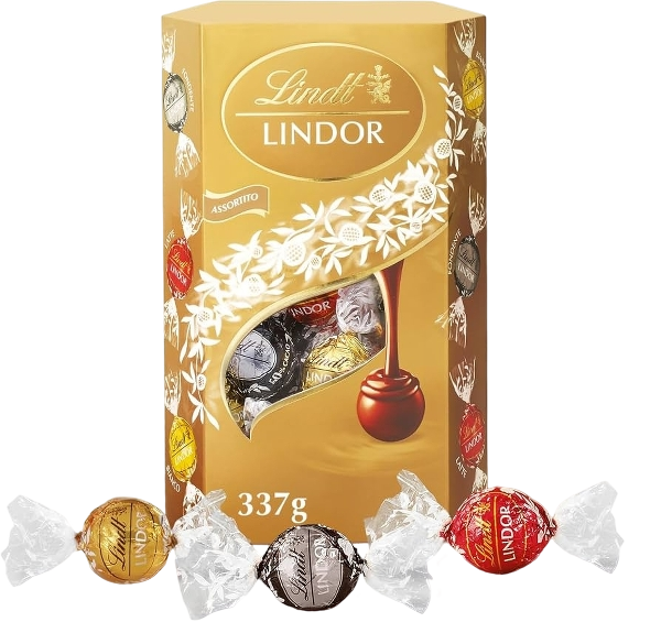 LINDT LINDOR PRALINES CORNET CHOCOLATE ASSORTED 337 GR (8 in a box)
