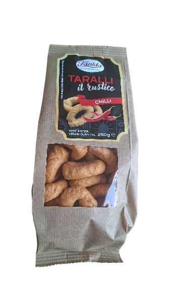 FANIDA TARALLI RUSTICO CHILI PEPPER WITH EXTRA VIRGIN OLIVE OIL 250 GR (16 in a box)