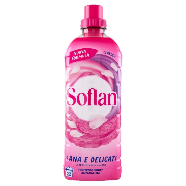 SOFLAN LAUNDRY DETERGENT PINK LANA E DELICATI 900 ML (12 in a box)