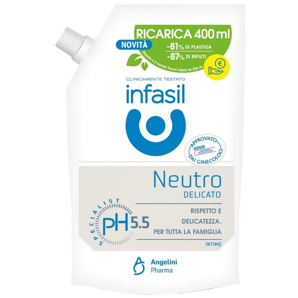 INFASIL INTIMATE WASH NEUTRO DELICATO PH 5.5 REFILL 400 ML (6 IN A BOX)