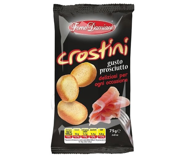 DAMIANI BAKERY SNACK CROSTINI HAM 75 GR (32 in a box)