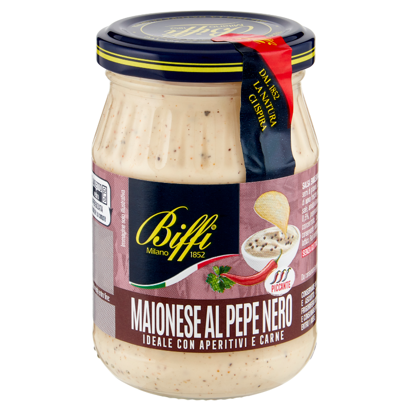 BIFFI MAYONNAISE WITH BLACK PEPPER JAR 180 GR (6 in a box)