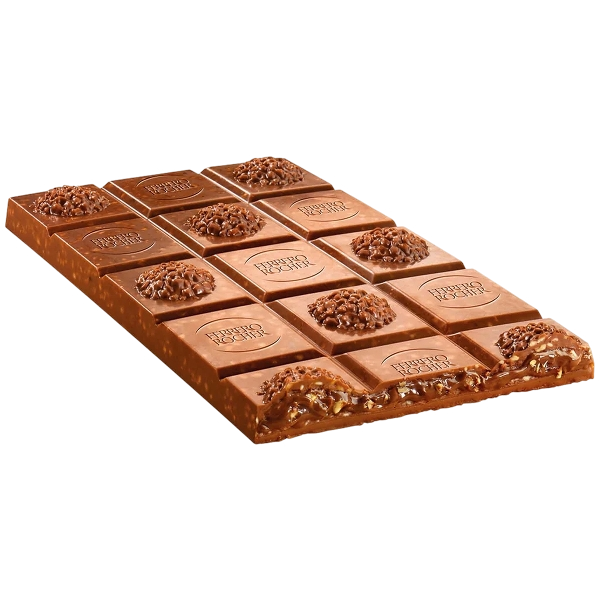FERRERO ROCHER CHOCOLATE BAR MILK HAZELNUT 90 GR (8 in a box)