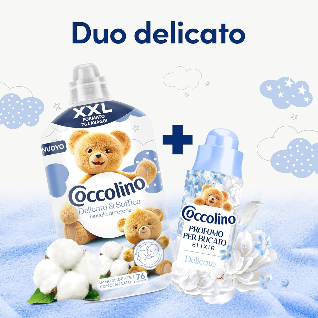 COCCOLINO SOFTENER CONCENTRATED DELICATO & SOFFICE 87 WASHES 952 ML (6 in a box)
