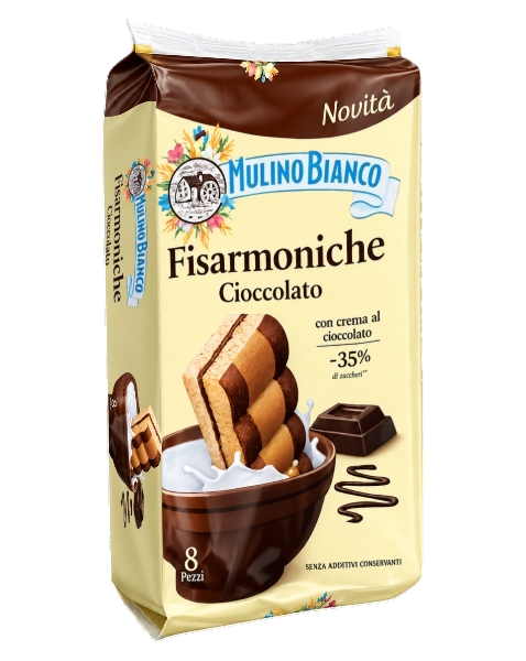 MULINO BIANCO SNACK FISARMONICHE CHOCOLATE X8 296 GR (9 in a box)