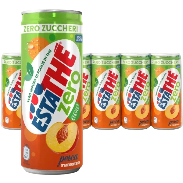 ESTATHE' ZERO TEA PEACH SUGAR FREE CANS 330 ML (24 IN A BOX)