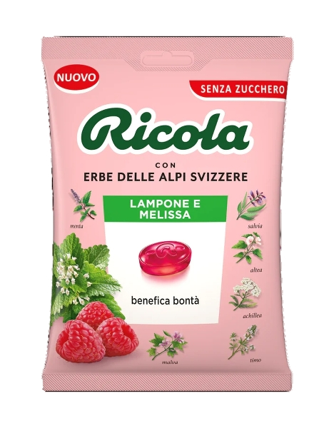 RICOLA CANDY SUGAR FREE RASPBERRY BAG 70 GR (12 in a box)