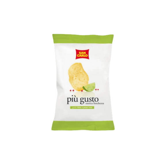 SAN CARLO CRISPS PIU' GUSTO LIME AND PINK PEPPER 50 GR (20 in a box)