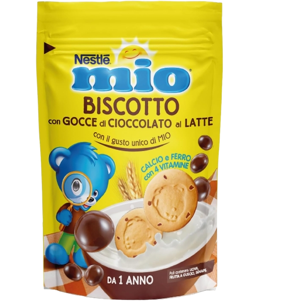 NESTLE MIO BISCOTTI WITH MILK CHOCOLATE CHIPS 150 GR (6 in a box)