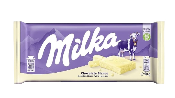 MILKA CHOCOLATE BAR WHITE 90 GR (24 in a box)