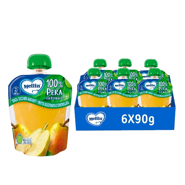 MELLIN FRUIT JUICE POUCH PEAR 90 GR (6 in a box)