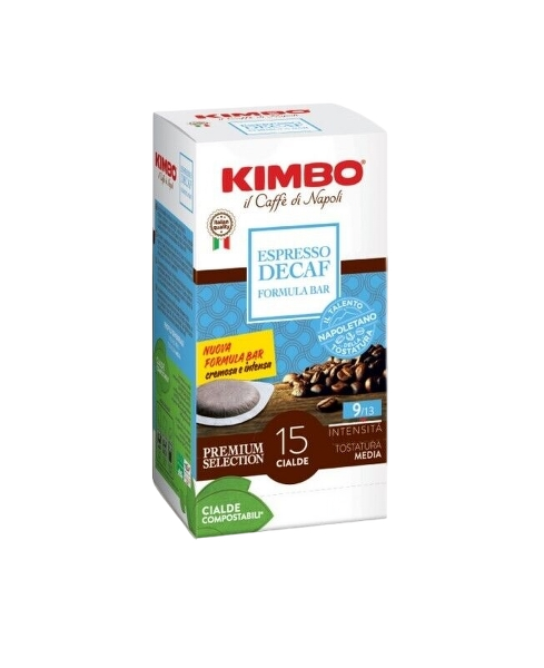 KIMBO COFFEE PODS ESE 44 MM PREMIUM SELECTION ESPRESSO DEK DECAFFEINATO X15 109 GR (8 in a box)