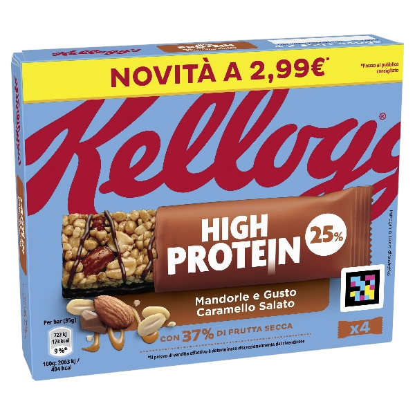KELLOGG'S SNACK BARS HIGH PROTEIN ALMONDS AND SALTED CARAMEL X4 140 GR (10 in a box)
