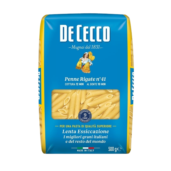 DE CECCO PASTA DI SEMOLA PENNE RIGATE N.41 500 GR (24 in a box)