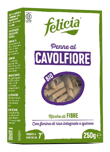 FELICIA ORGANIC PASTA GLUTEN FREE BROWN RICE & QUINOA PENNE WITH CAULIFLOWER 250 GR (12 IN A BOX)