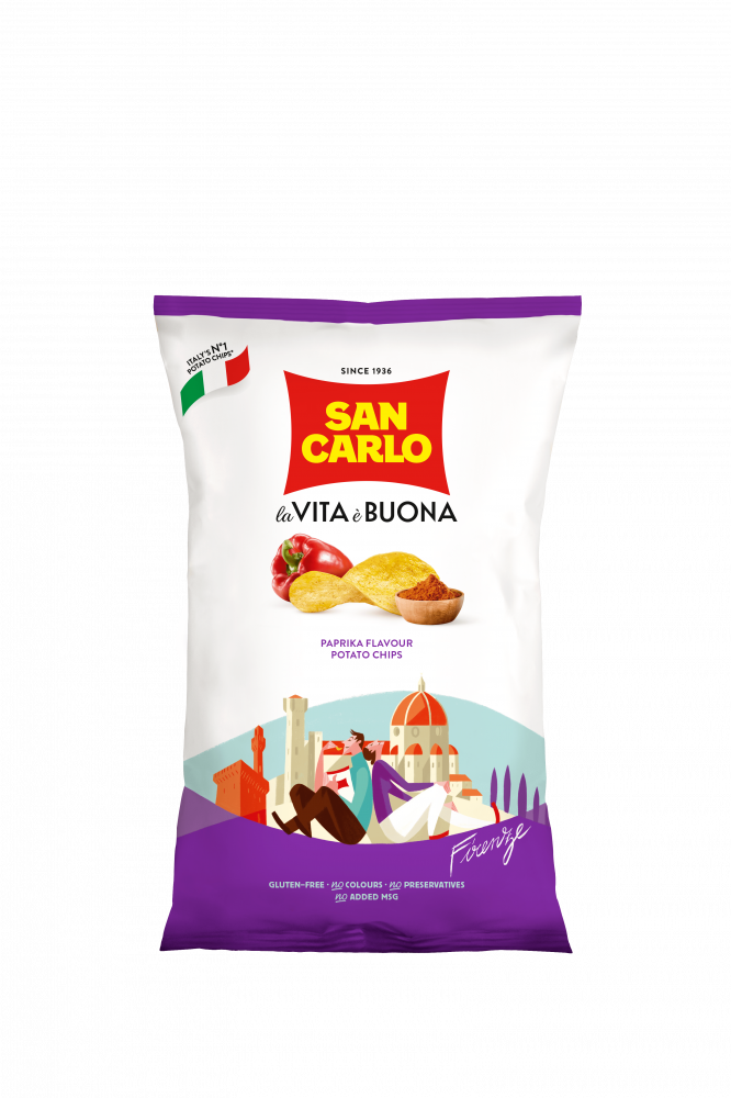 SAN CARLO CRISPS PIU' GUSTO PAPRIKA 50 GR (20 in a box)