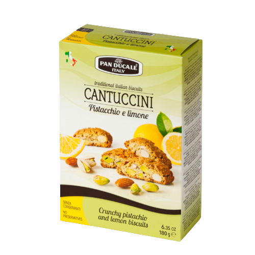 PAN DUCALE BISCUITS CANTUCCINI PISTACHIO AND LEMON 180 GR (12 in a box)
