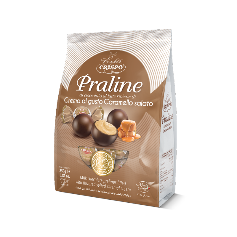 CRISPO PRALINES CHOCOLATE SALTED CARAMEL CREAM 250 GR (12 in a box)