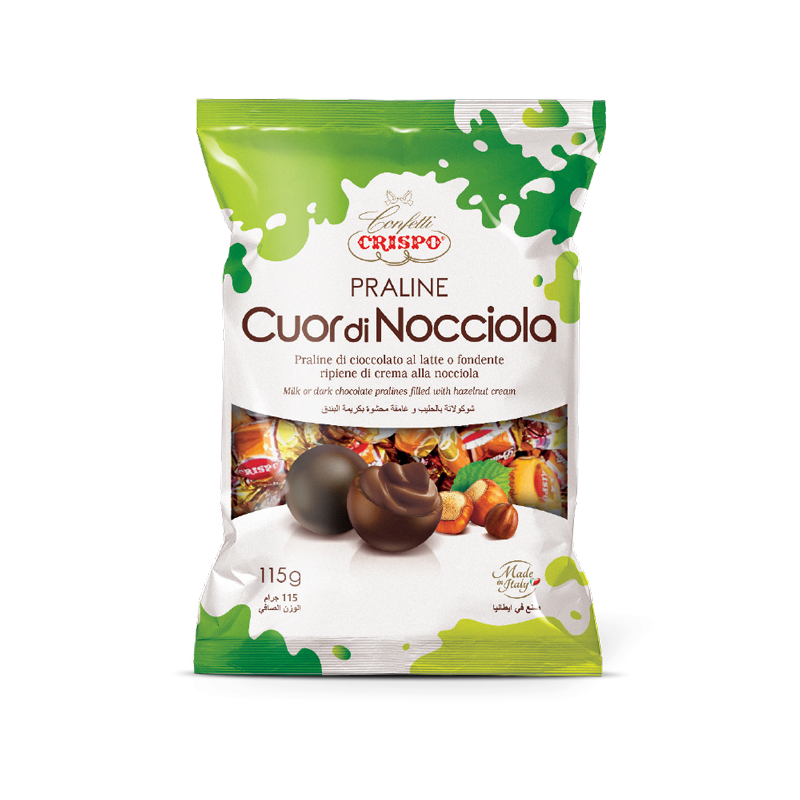 CRISPO PRALINES CUORDINOCCIOLA HAZELNUT 115 GR (12 in a box)