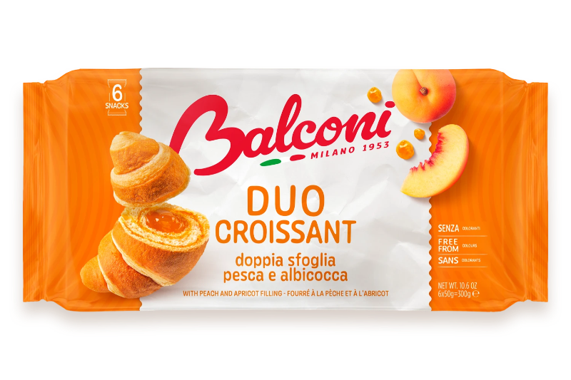 BALCONI CROISSANT DUO PEACH AND APRICOT X6 300 GR (8 in a box)