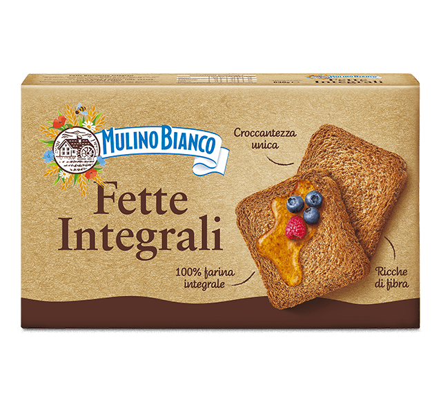 MULINO BIANCO BAKERY RUSKS WHOLEMEAL FETTE BISCOTTATE INTEGRALI X80 630 GR (16 in a box)