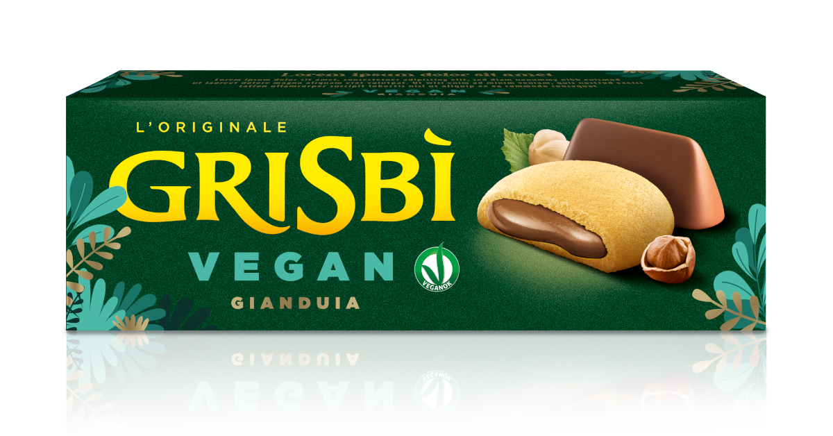 GRISBI' BISCOTTI VEGAN STUFFED CREAM GIANDUIA 135 GR (12 in a box)