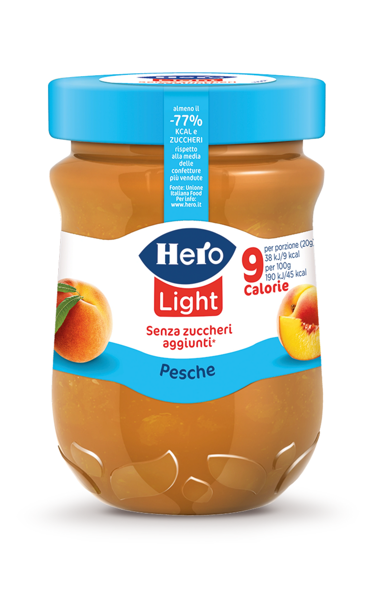 HERO LIGHT JAMS PEACH SUGAR FREE 280 GR (8 in a box)