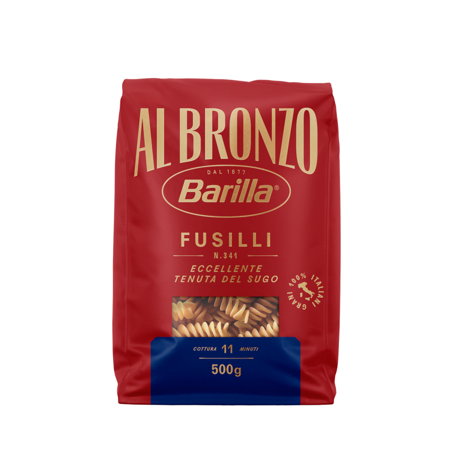 BARILLA PASTA DI SEMOLA AL BRONZO FUSILLI N.341 500 GR (18 in a box)