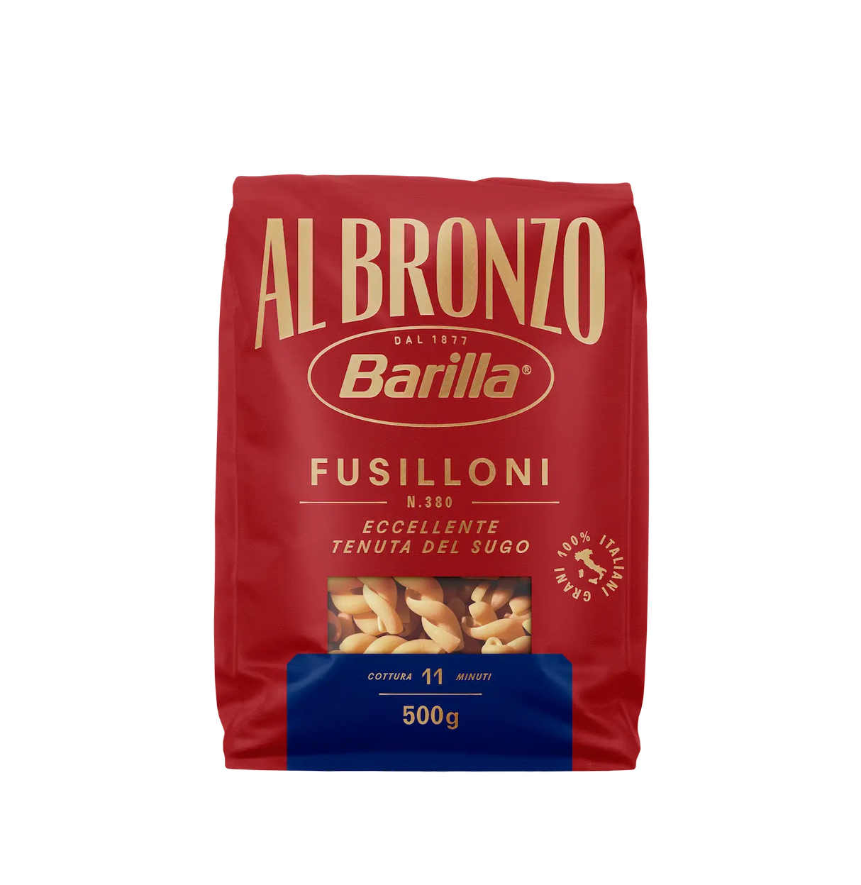 BARILLA PASTA DI SEMOLA AL BRONZO FUSILLONI N.380 500 GR (16 in a box)