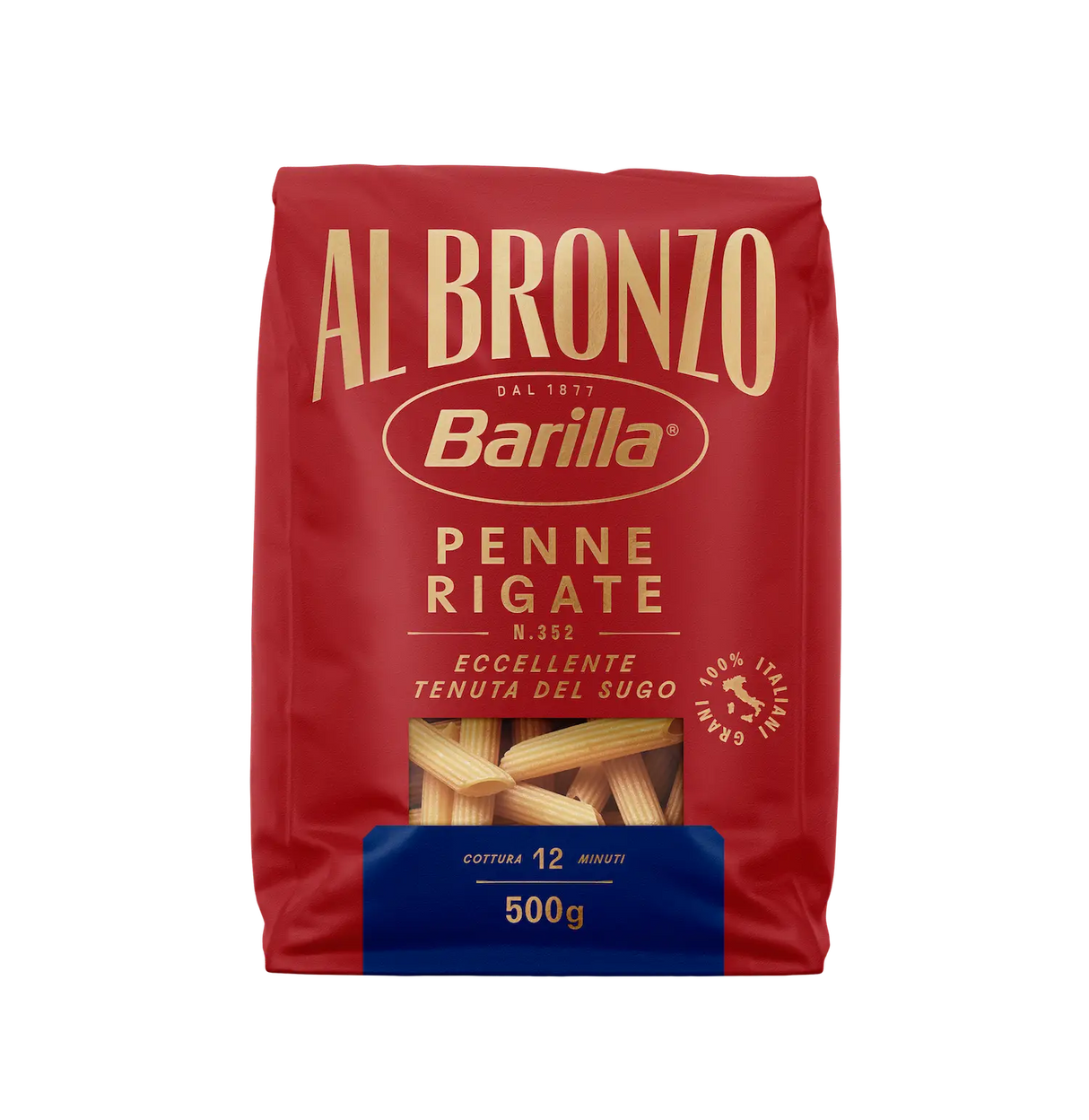 BARILLA PASTA DI SEMOLA AL BRONZO PENNE RIGATE N.352 500 GR (18 in a box)