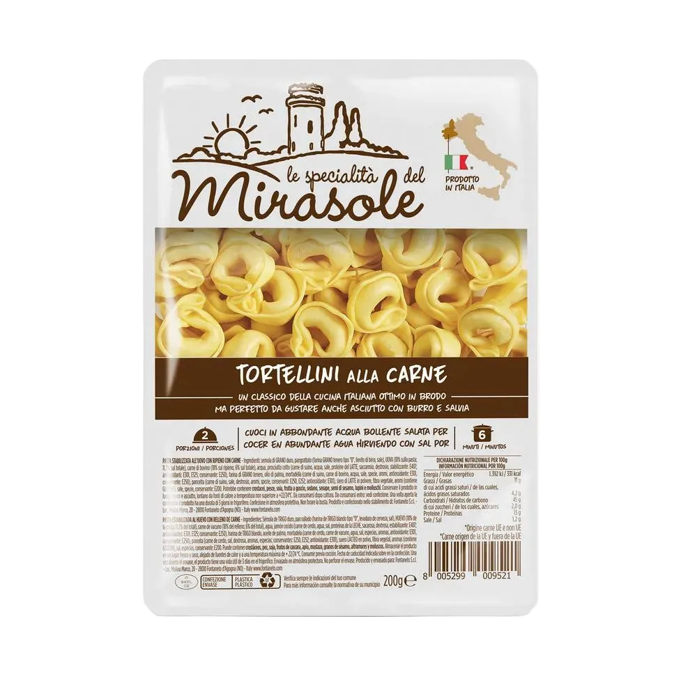 MIRASOLE STUFFED PASTA TORTELLINI WITH MEAT 200 GR (20 in a box)