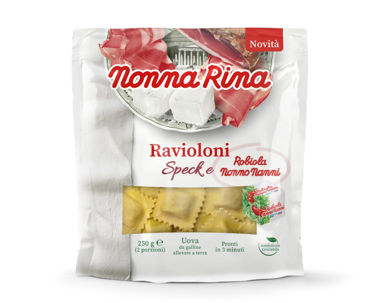 NONNA RINA STUFFED PASTA RAVIOLONI WITH SPECK AND ROBIOLA 250 GR (8 in a box)
