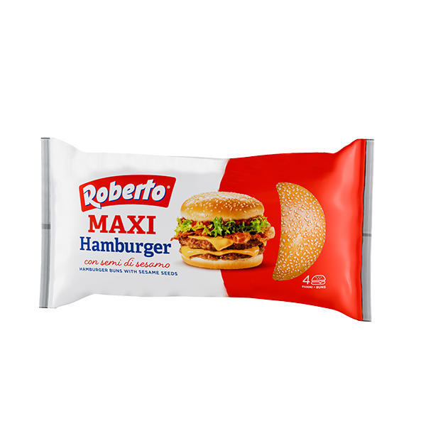 ROBERTO BREAD MAXI HAMBURGER WITH SESAM SEEDS X4 300 GR (7 in a box)