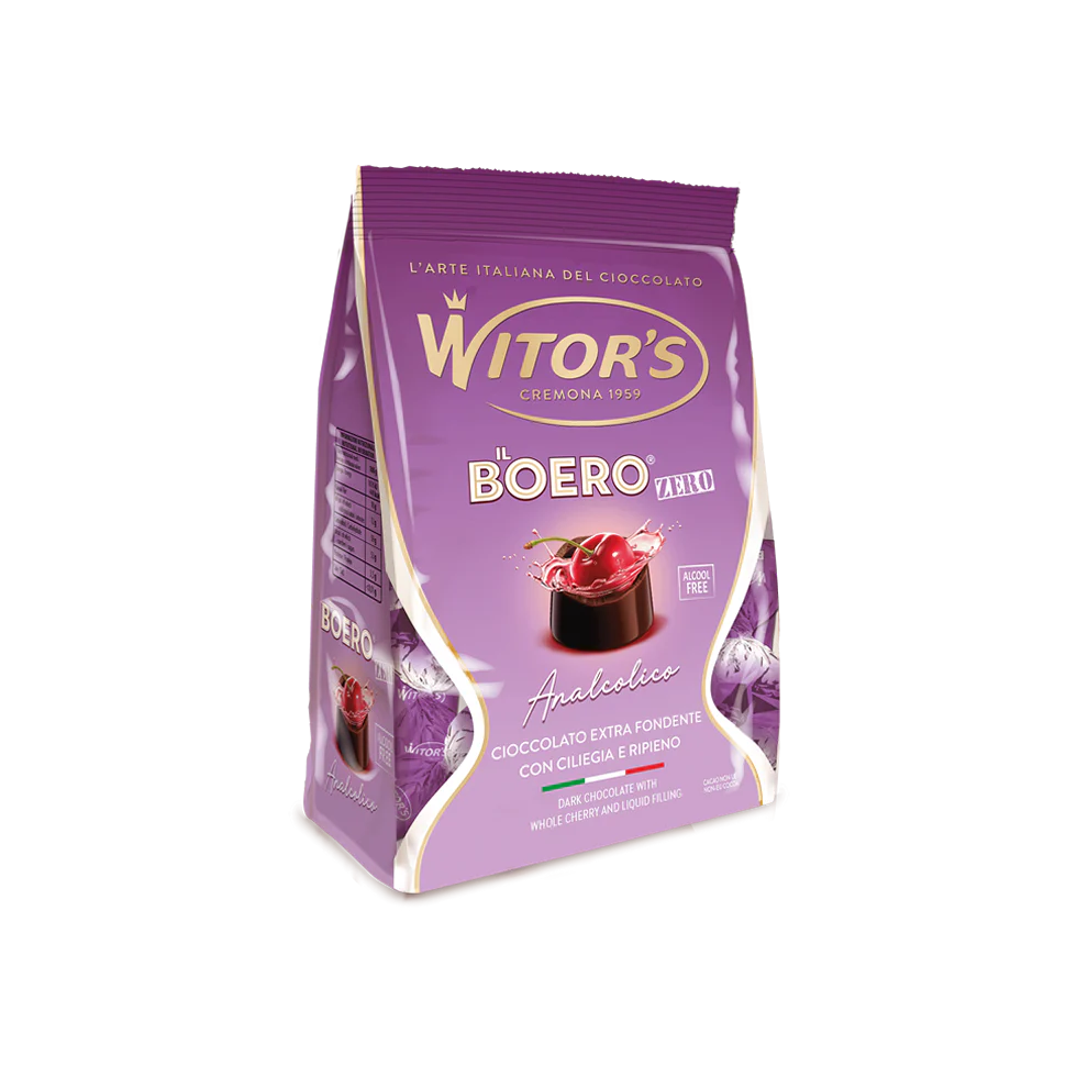 WITOR'S PRALINES BOERO ZERO DARK CHOCOLATE CHERRY 200 GR (12 in a box)